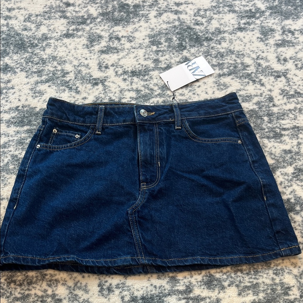 Zara Dark Blue Denim Mini Skirt